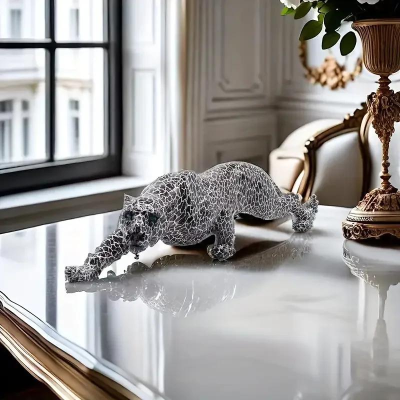 Résine guépard Fiugrine moderne créatif léopard Sculpture décorative panthère Statue maison Bar salo