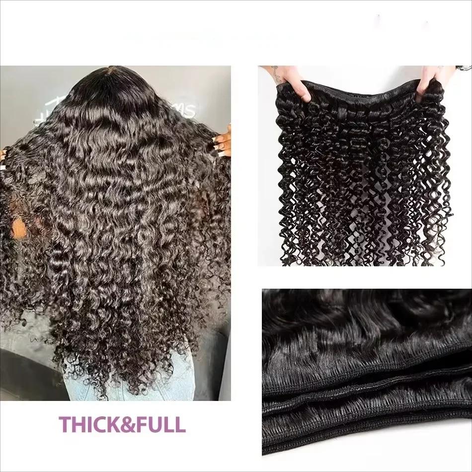 Extensions de Cheveux Humains Brésiliens Remy Longs, Couleur Naturelle, Bundles Profonds, 1/3/4 Pièc