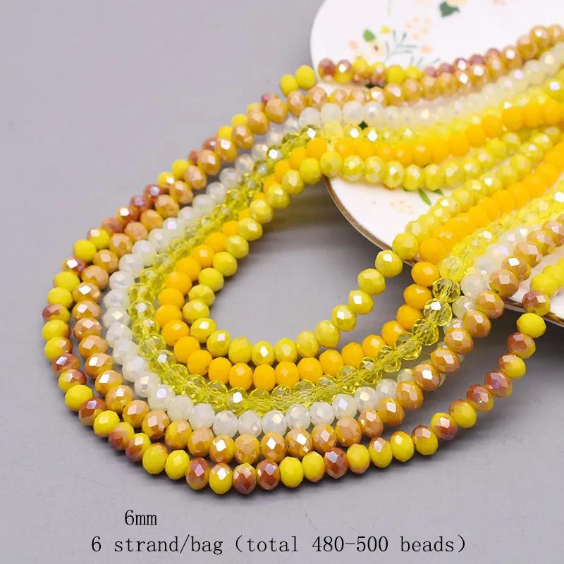 Perles de Verre à Facettes, 6 Brins de 6mm, 480 Pièces, Rondelle d'Espacement pour Bijoux de Bricola