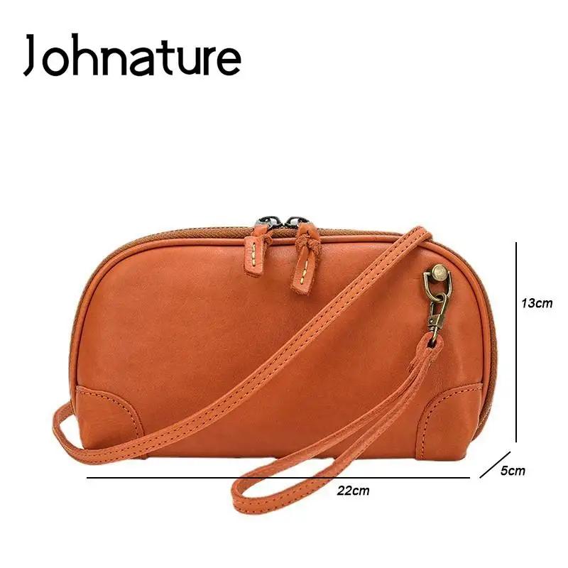 Johnature – sac Simple en cuir véritable pour femmes, petit sac de loisirs en peau de vache naturell