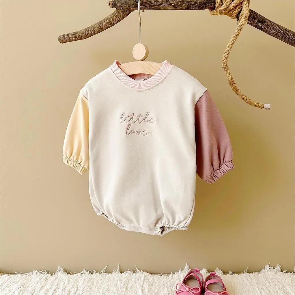Vêtements d'automne pour bébés filles et garçons, combinaison avec lettres brodées, manches longues,