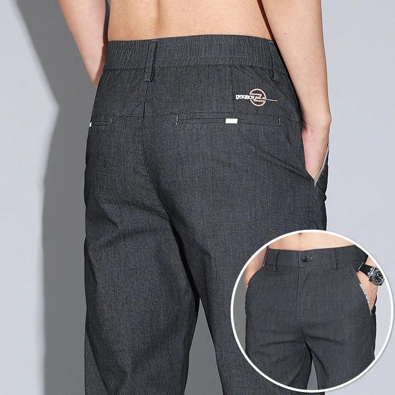 Pantalon Slim Décontracté de Haute Qualité pour Homme, Vêtement de Travail à Taille Moyenne, Broderi