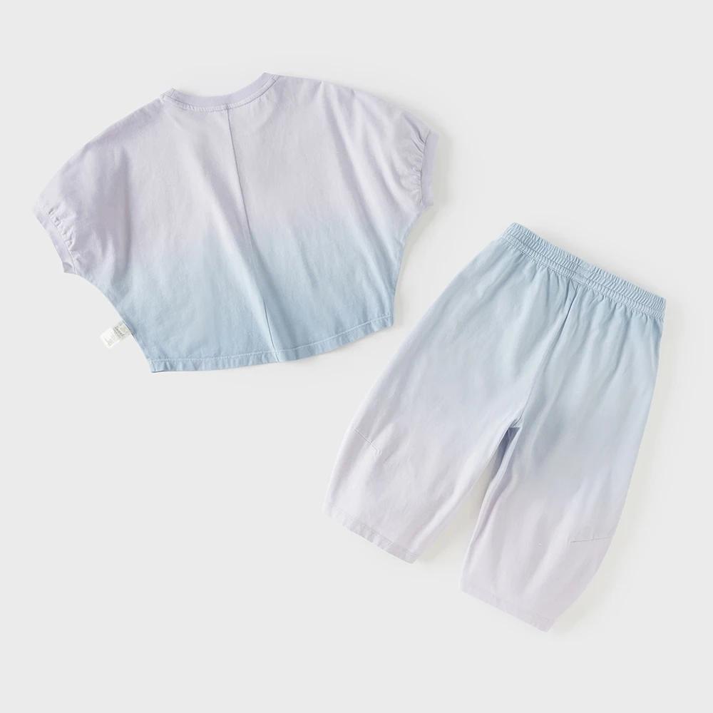 Ensemble pantalon d'été pour filles Dave Bella, survêtement tricoté dégradé pour enfants, vêtements 