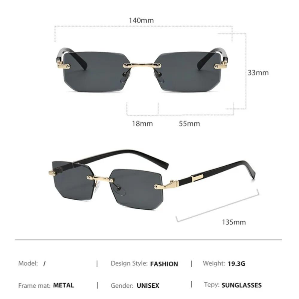 Lunettes de soleil rectangulaires sans monture avec bord coupé, lunettes sans cadre, lunettes de sol
