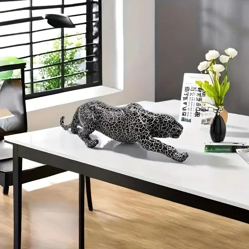 Résine guépard Fiugrine moderne créatif léopard Sculpture décorative panthère Statue maison Bar salo