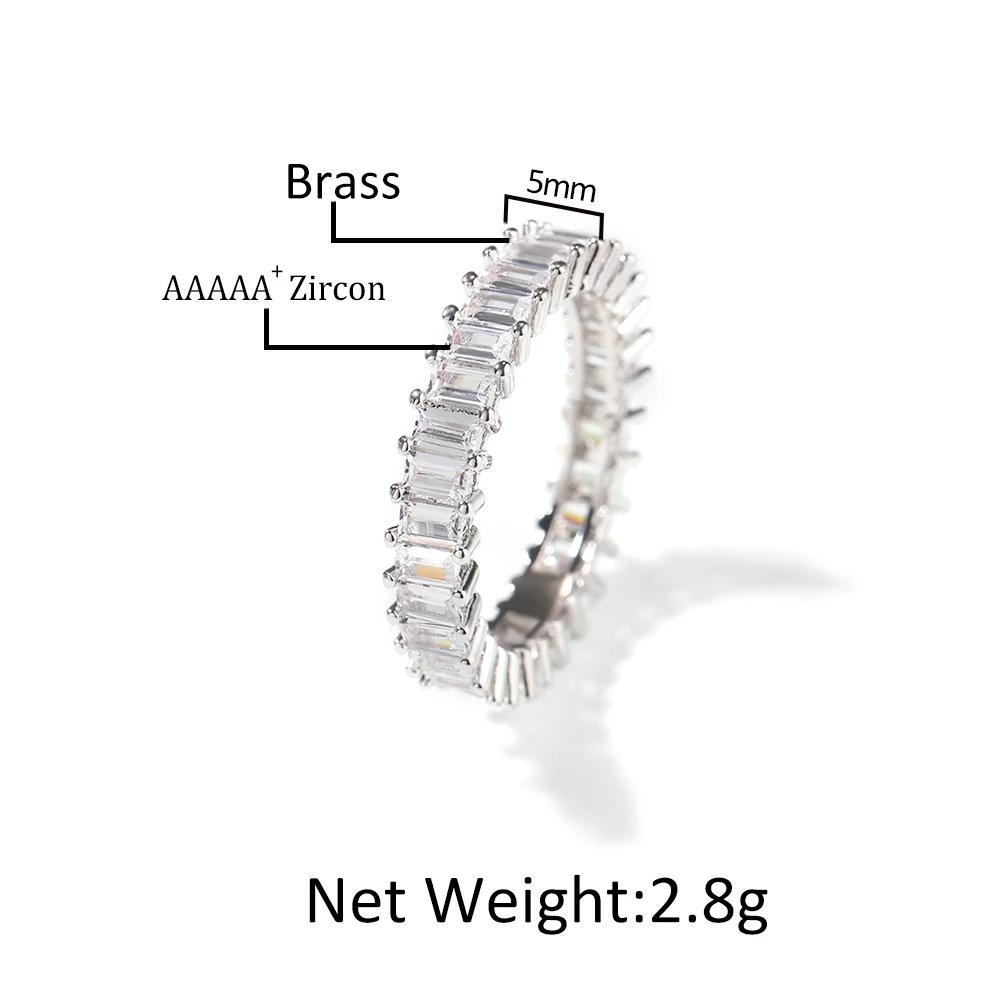 Uwin – ensemble de bagues Baguette pour femmes, 5 pièces, décalage entièrement glacé, nouveau, bijou