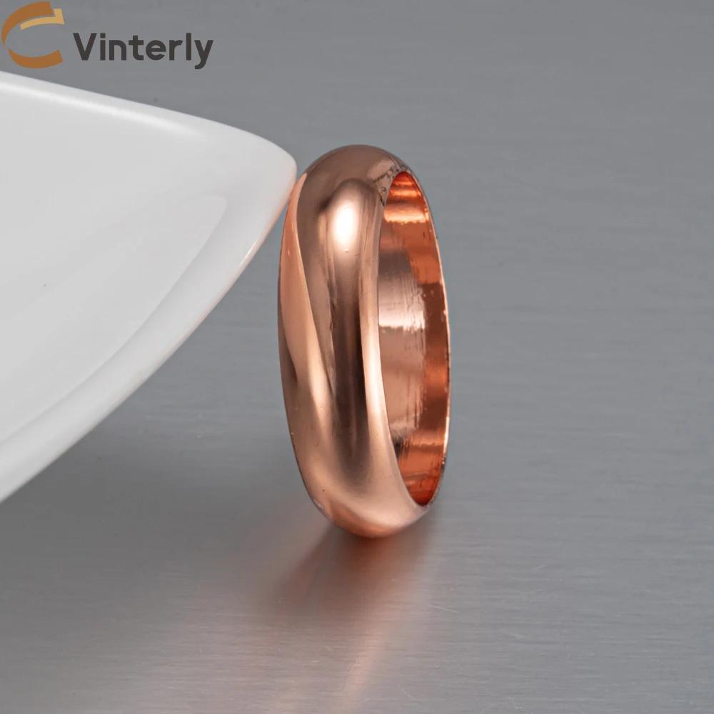 Bagues en cuivre pur Vinterly pour femmes et hommes, 6 mm de large, bijoux pour doigts, métal brilla