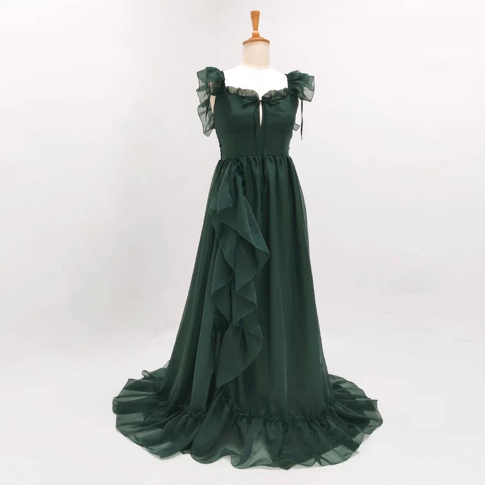 Robe Camisole en Tulle vert foncé, pour séance Photo, robe de photographie enceinte pour femmes, Cos