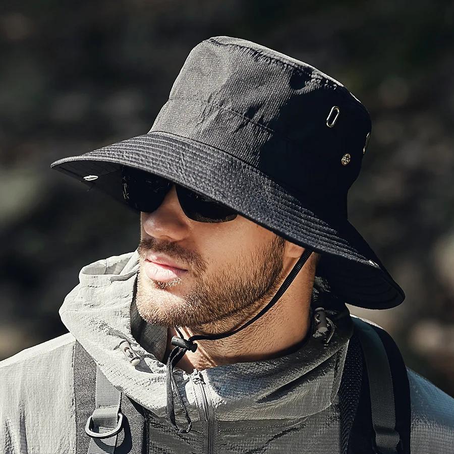 Chapeau seau d'été pour hommes, casquette de pêcheur, pare-soleil d'extérieur, protection solaire à 