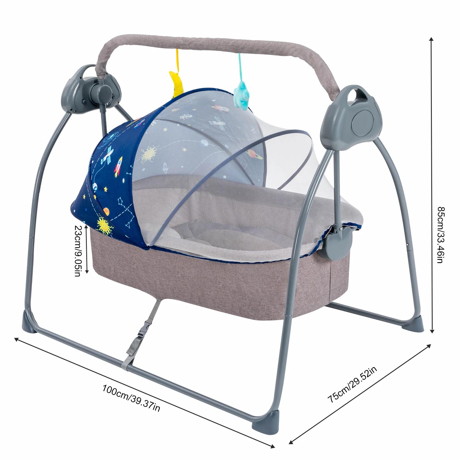 Berceau balançoire pour bébé, support électrique à 5 vitesses, chaise à bascule automatique avec tél