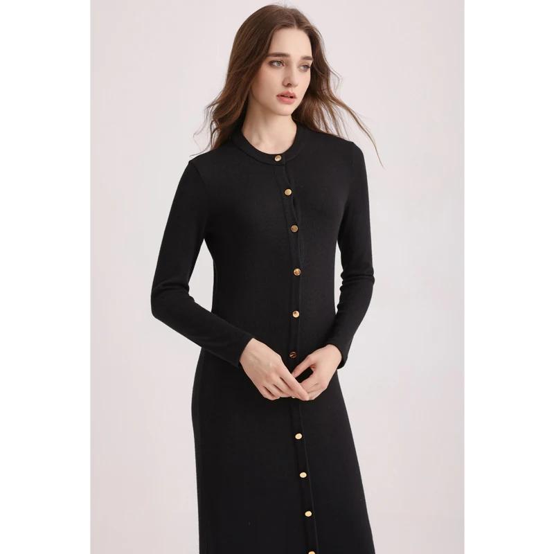 AA AW25 hiver femme robe confortable et douce tricoté Maxi bouton robe dame vêtements