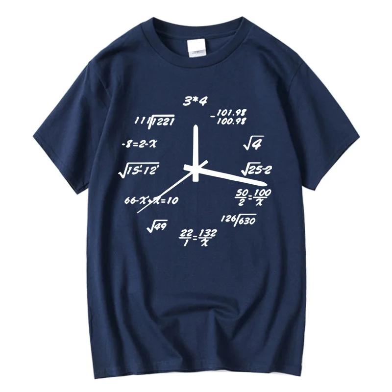 T-shirt homme 100% coton décontracté drôle horloge mathématique imprimer été ample col rond T-shirt 