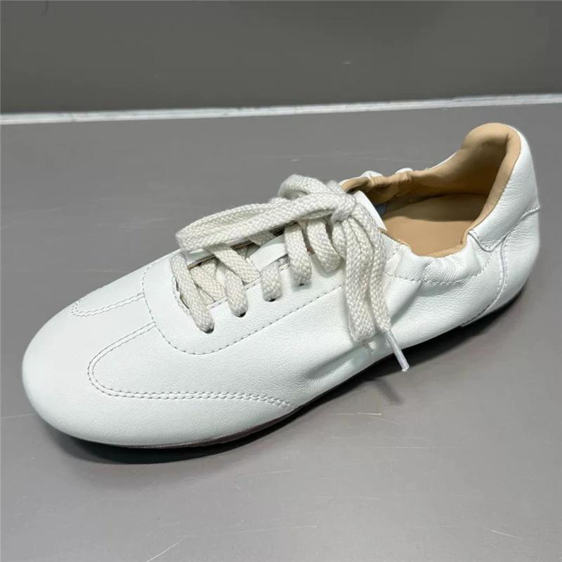 NORAZORA Ins HOT Chaussures plates en cuir de vachette pour femmes, baskets à lacets, couleur unie, 