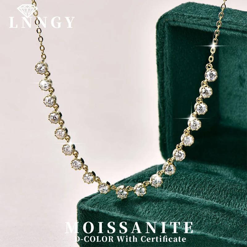 Collier style bulle en moissanite étincelante de 3 mm, collier ras du cou en or 14 carats pour femme