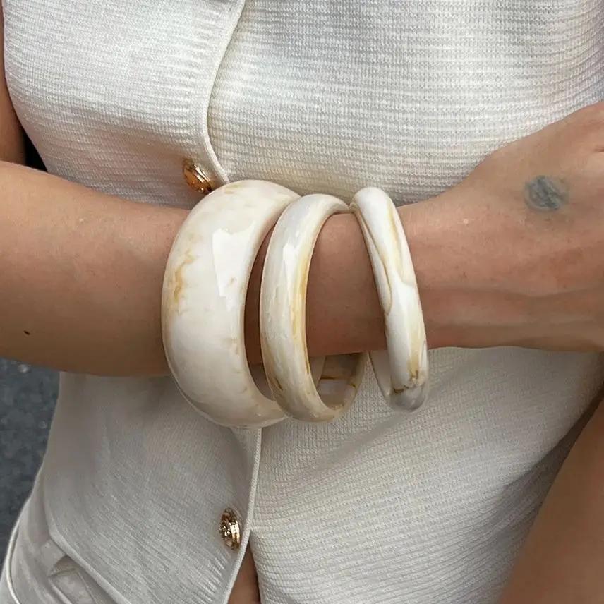 Ingemark 3 pièces/ensemble Vintage Beige résine Bracelets pour femme à portée de main 2025 nouvelle 