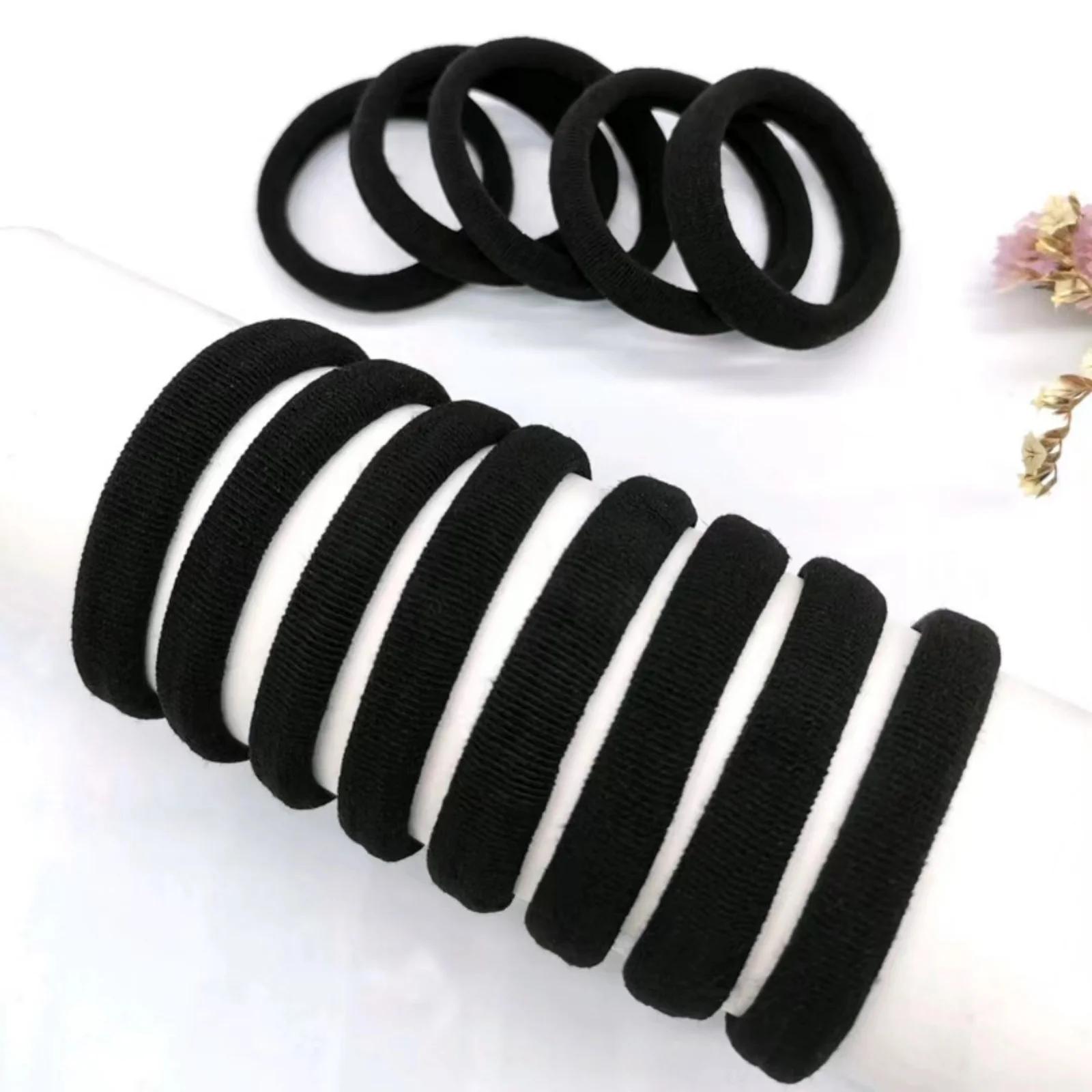 10-100 pièces noir haute élasticité bandeau serviette bandeau 4CM sans couture cheveux corde en cuir