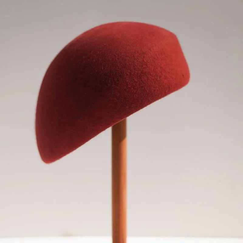 Béret en feutre de laine de style français pour femmes, chapeaux d'hiver formels, pilulier, Derby, c