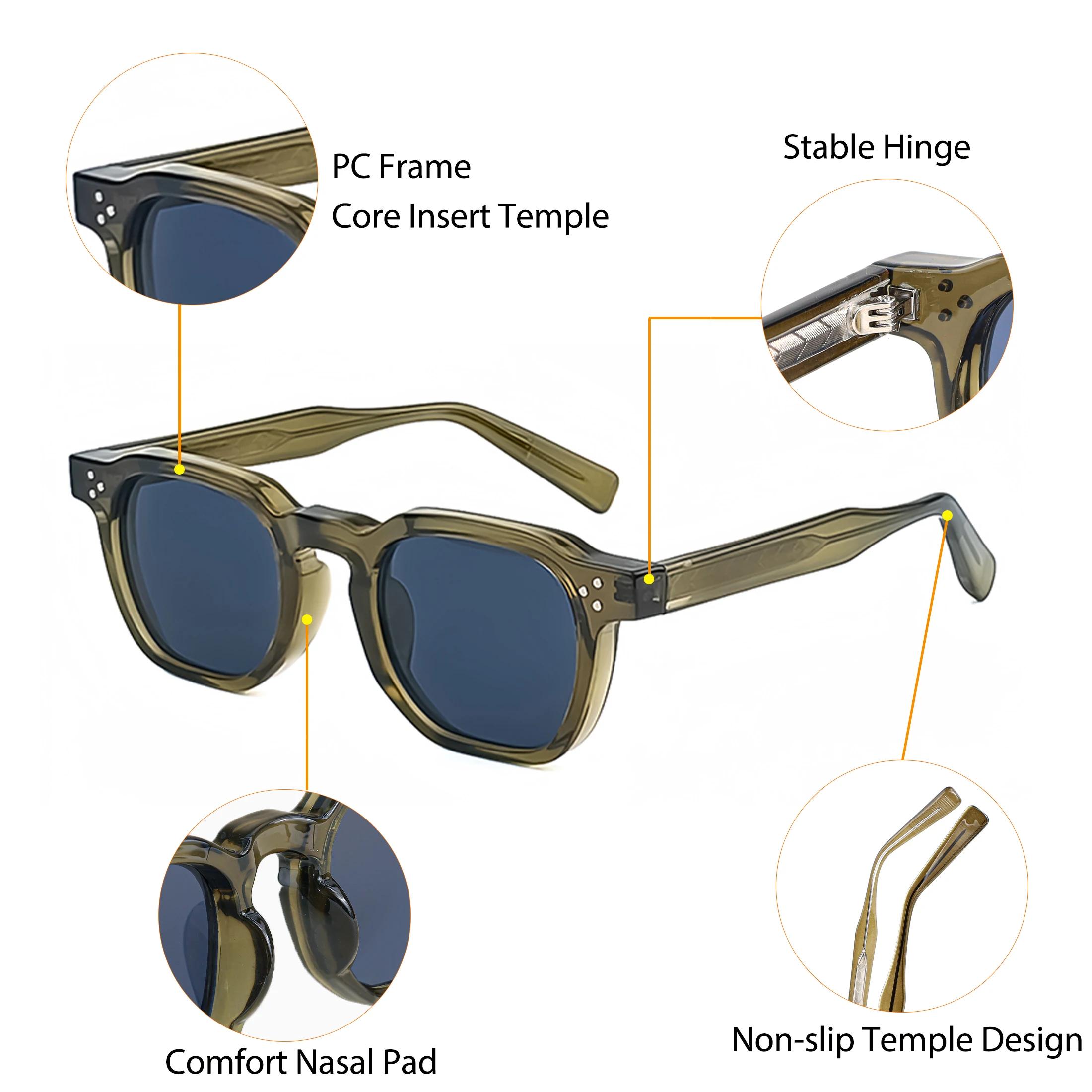 HBK-Lunettes de soleil carrées rétro pour hommes et femmes, lunettes de soleil punk, lunettes de pla