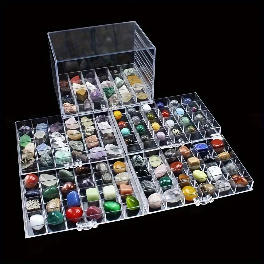 Vitrine en cristal – Boîte de rangement en plastique transparent pour la collection de pierres natur