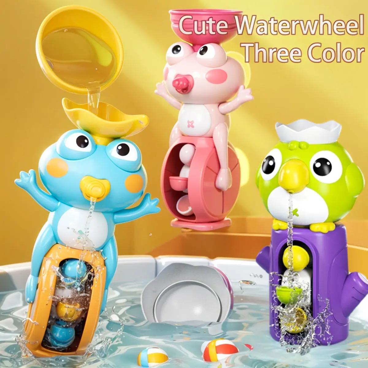 Nouveau grenouille/oiseau roue à eau jouet de bain pour enfants enfant jeu d'eau dans la douche Mont