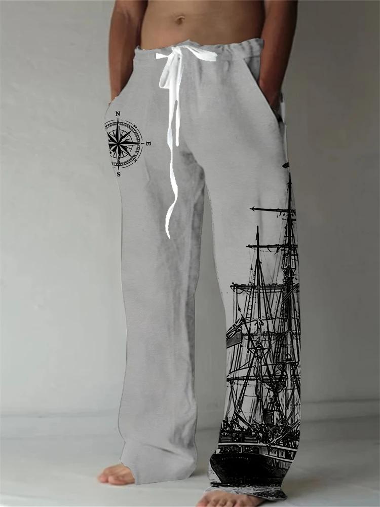 Pantalon de plage décontracté pour hommes, imprimé rétro 3D minable, en Fiber de Polyester, léger, c