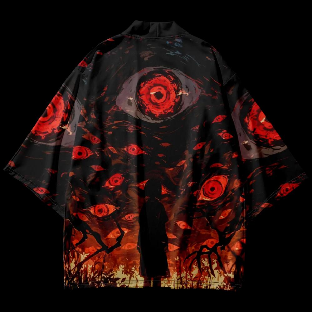 Nouvelle tendance mode hommes décontracté Kimono démon oeil impression hommes traditionnel Kimono qu