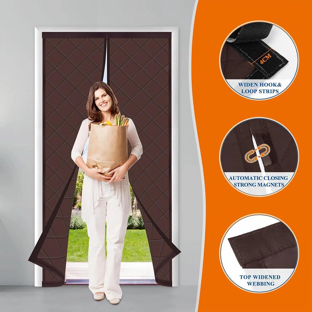 Rideau de porte isolé thermique magnétique, tissu imperméable et Oxford rempli de couverture isolant