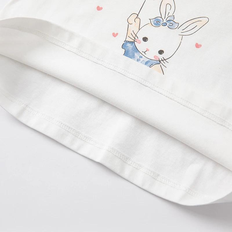 T-shirt manches bouffantes fille blanc DB2221905 - Haut imprimé dessin animé David Bella collection