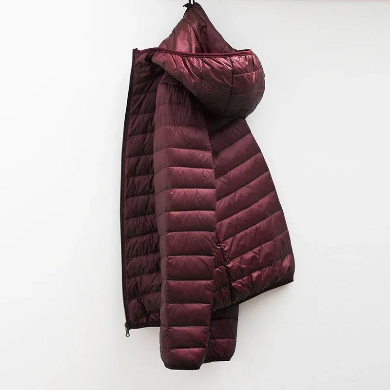Manteau d'hiver à capuche pour hommes, doudoune en duvet de canard blanc, grande taille, ultraléger,