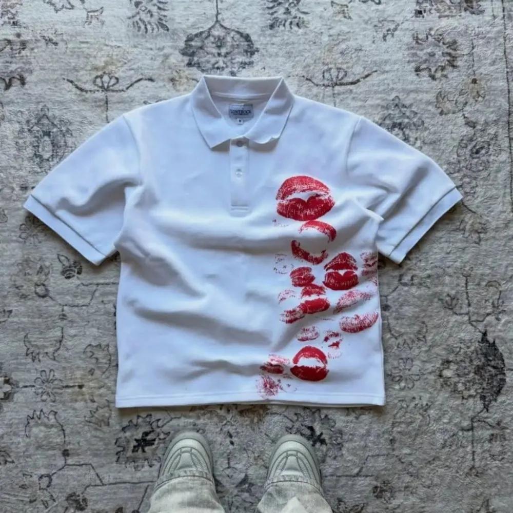 T-shirt polo à manches courtes pour hommes européens et américains, personnalisé avec un motif de lè