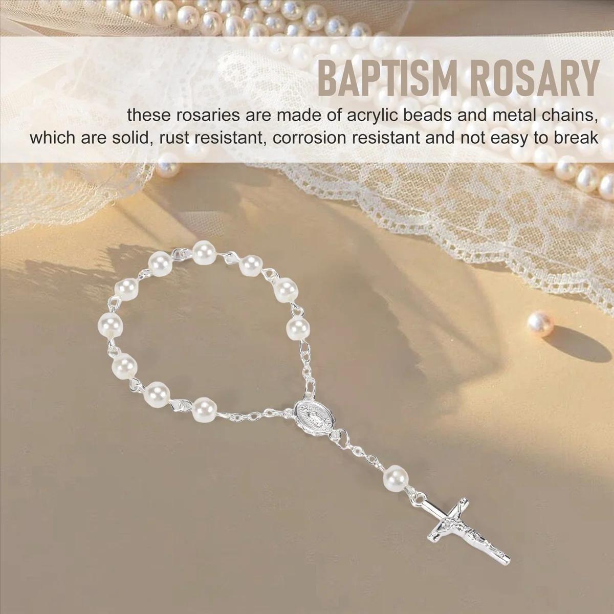 Chapelet de baptême en fausses perles, 30 pièces, pour communion