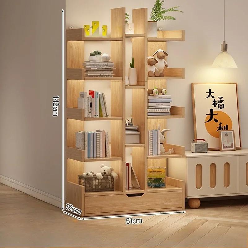 Bibliothèque de salon en bois massif, armoire de bureau Simple et moderne, étagère à livres multi-ni