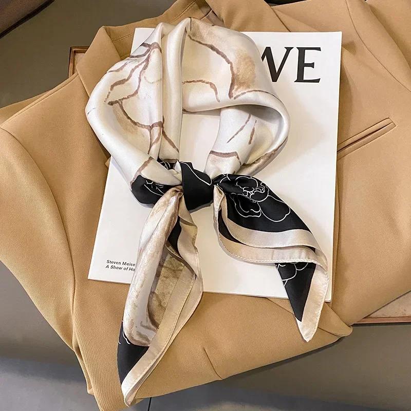 Foulard carré de luxe pour femmes, châle en soie, sensation de soie, Hijab en Satin, enveloppes de m