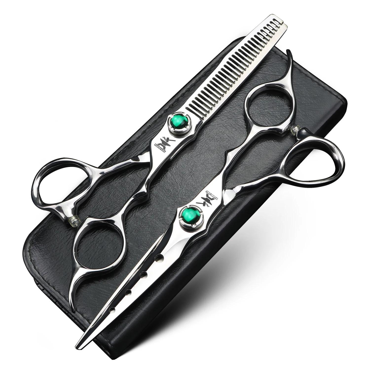 XUANFENG VG10 acier émeraude vis argent ciseaux à cheveux ciseaux de coupe de barbier et ciseaux ami