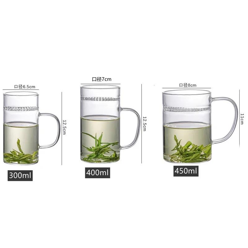 Tasse à thé vert en verre résistant à la chaleur avec filtre en croissant, tasse à thé domestique, f