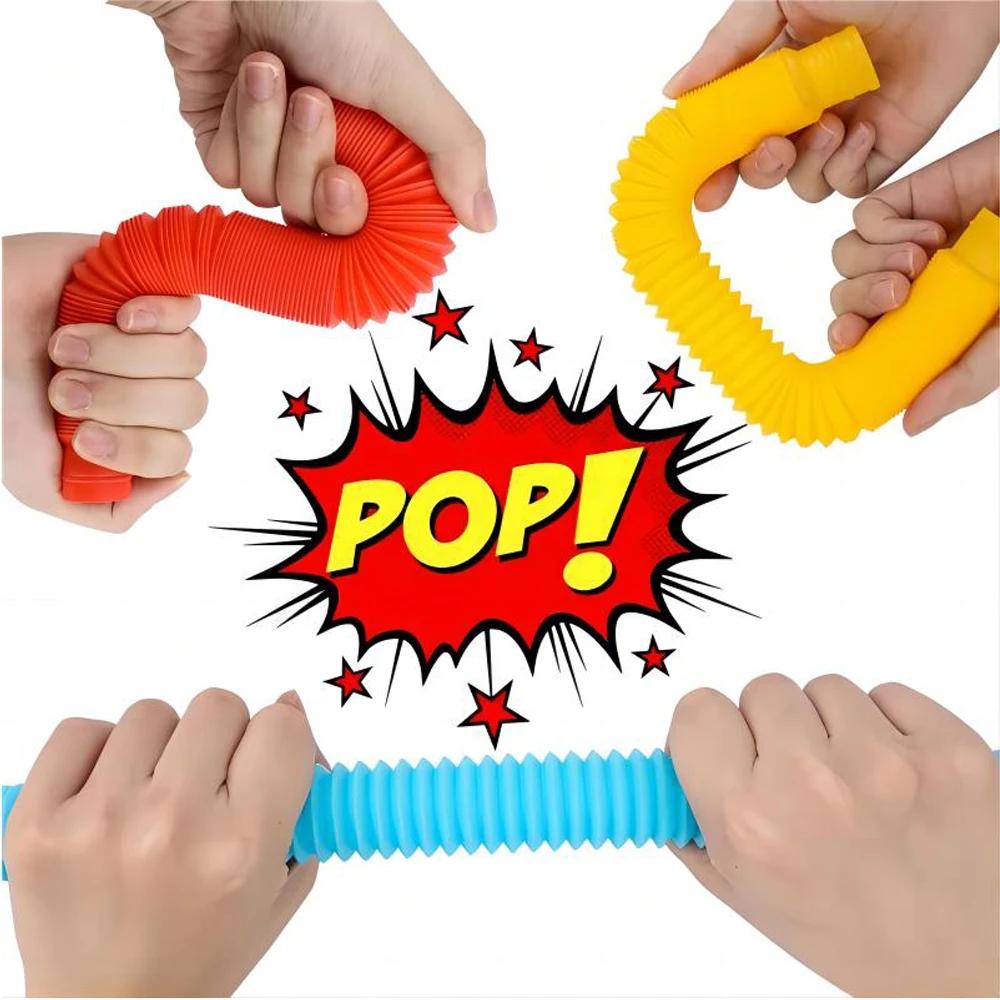 Tubes télescopiques colorés, jouets Fidget, Tubes Pop sensoriels en plastique, jouets anti-Stress, d