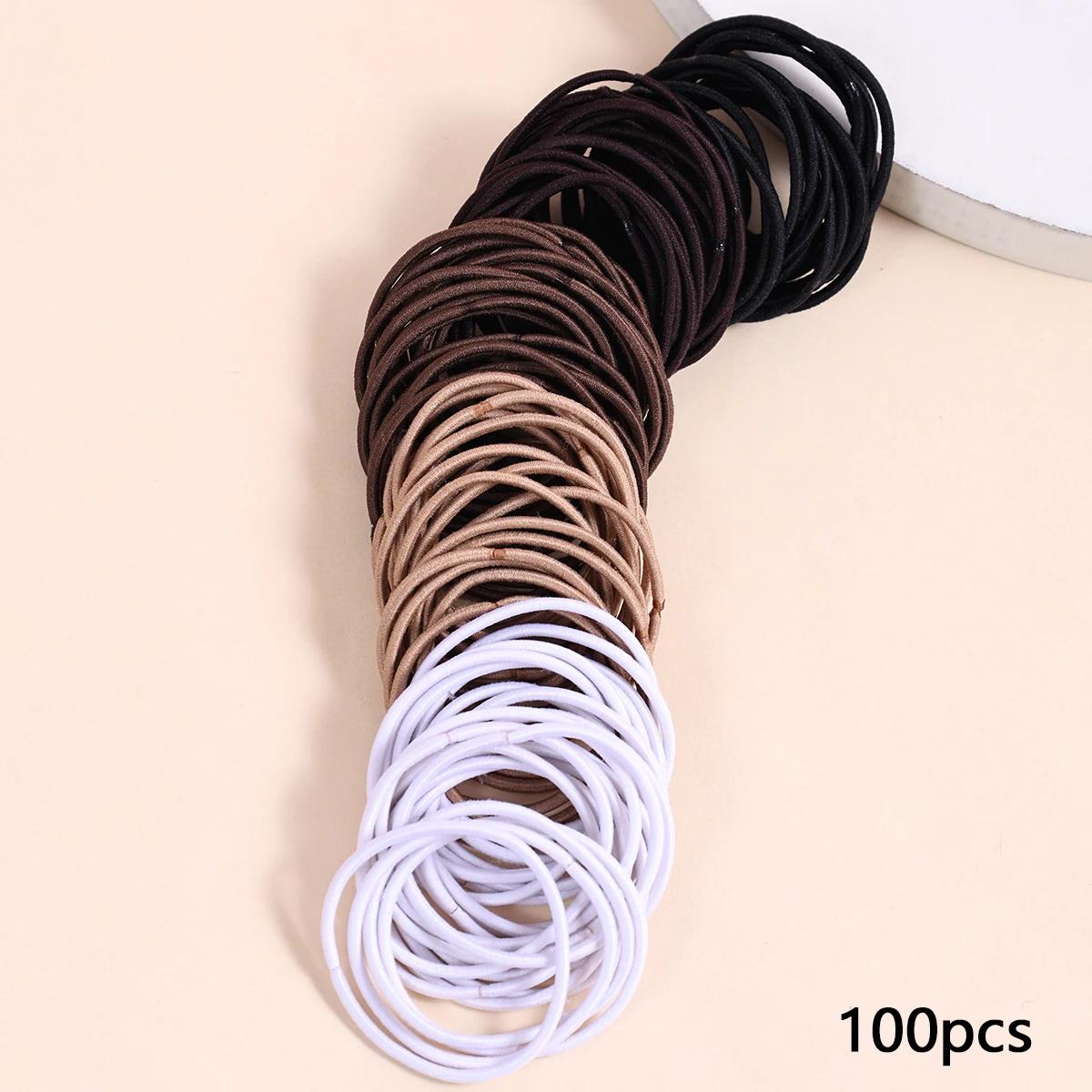 100 pièces/ensemble attaches de cheveux élastiques bandes de caoutchouc pour femmes hommes bandes de