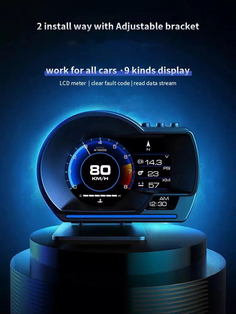 Afficheur tête haute pour voiture A501, OBD2, HUD intelligent, jauge de turbo, odomètre numérique, a