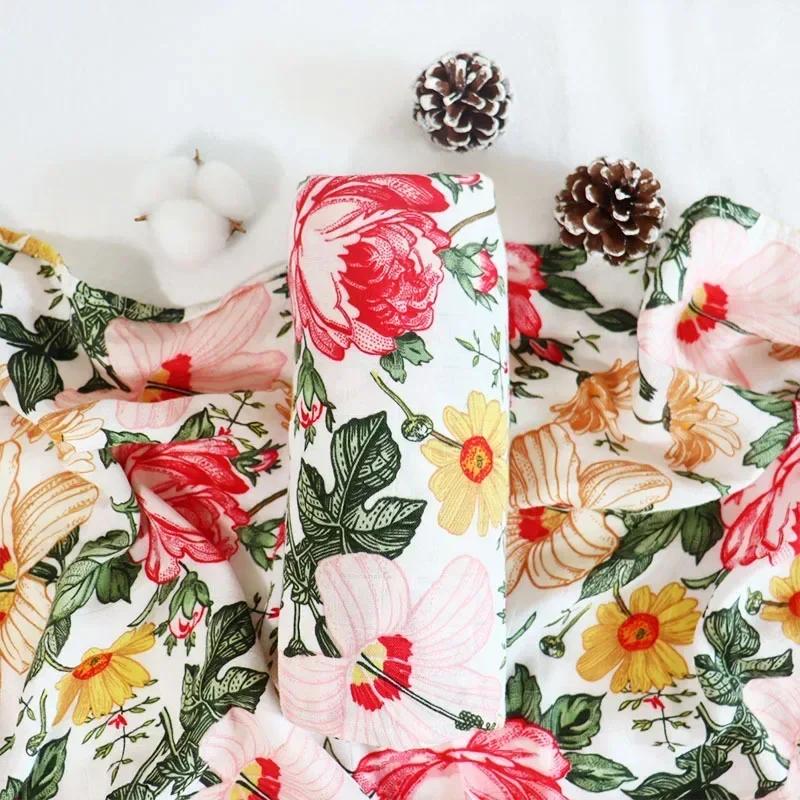 Couverture en Mousseline de Coton et Bambou Doux pour Bébé, Serviette de Bain Ronde pour Poussette, 