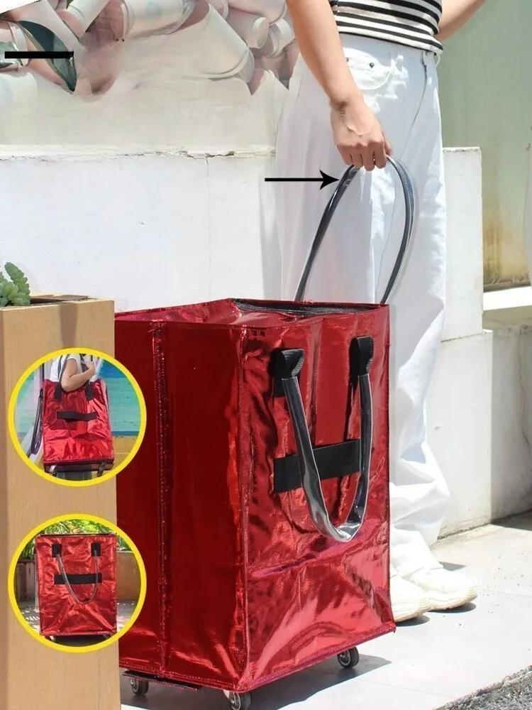 Chariot pliable avec roulettes, chariot utilitaire de grande capacité pour l'épicerie, les voyages e