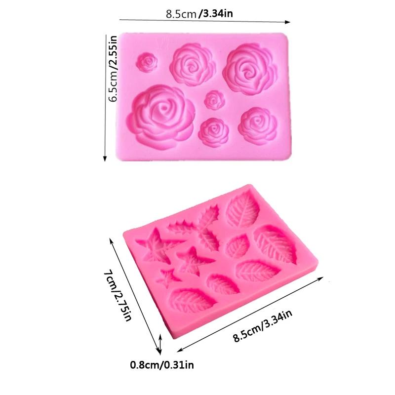 Moule en Silicone en forme de feuille de fleurs, pétales de Rose, décoration de cuisson de gâteaux, 