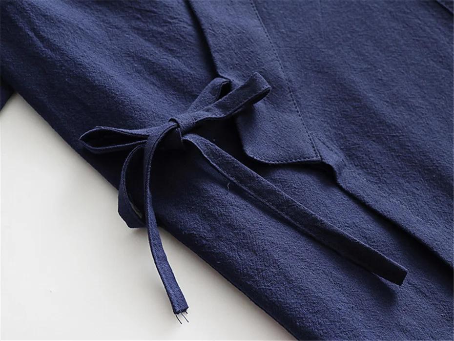 Cardigan Long Kimono chemise veste hommes grande taille 9XL chemises en lin Hanfu Daoist Robe chemis