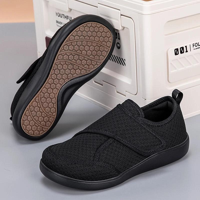 Chaussures ouvertes pour personnes âgées, chaussures pour diabétiques réglables, pieds gonflés, larg