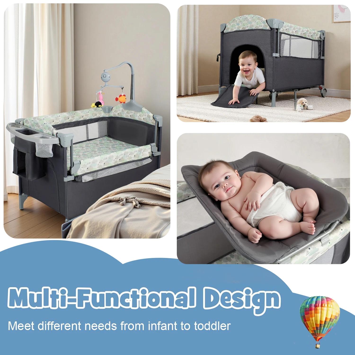 Pack n Play Playard portable avec couffin, berceau de voyage pour bébé avec table à langer, lit de p