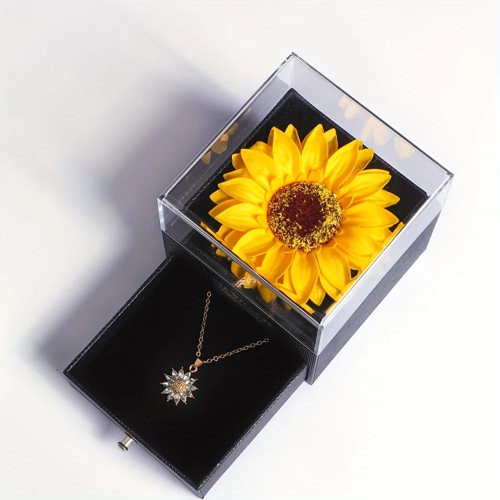 Coffret cadeau élégant collier tournesol - Celébrez l'amour, la fidélité