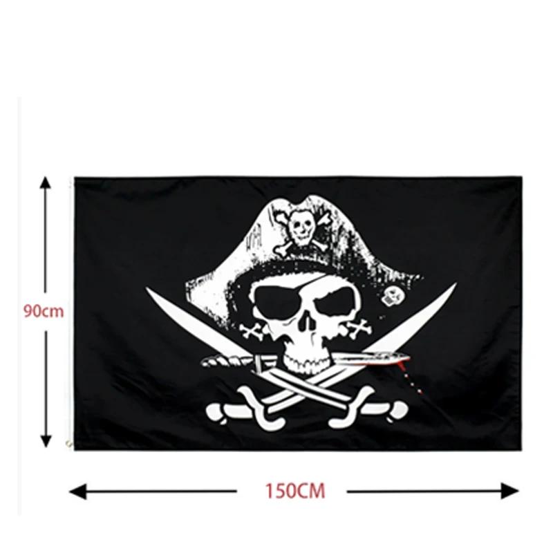Nouveau une pièce 90*150CM Polyester Pirate singe D. Luffy crâne drapeau une pièce chapeau de paille
