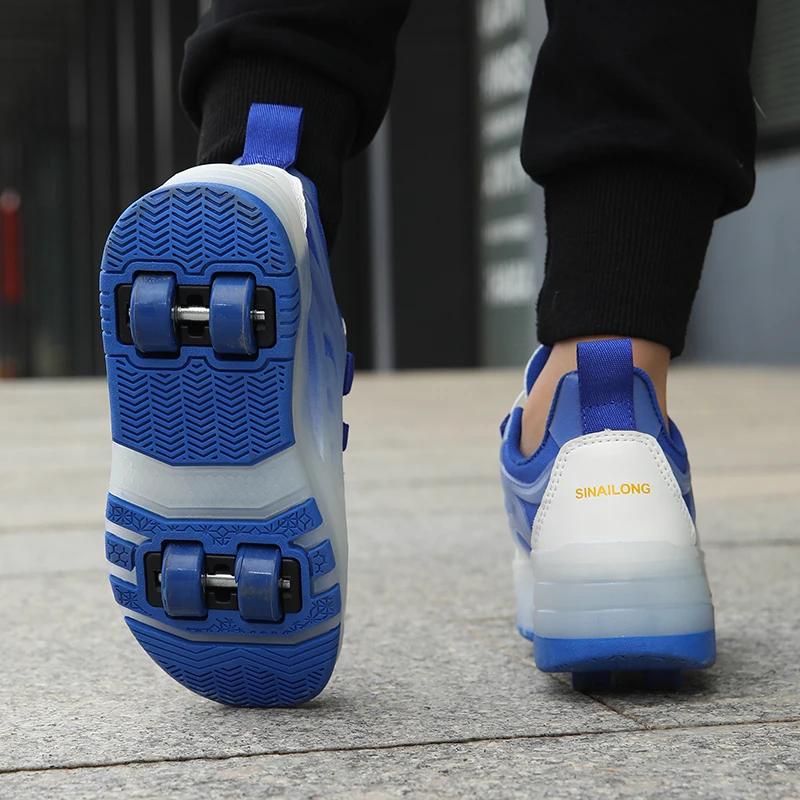 Chaussures de marche rapide pour enfants, patins à roulettes pour filles et garçons, cassent quatre 