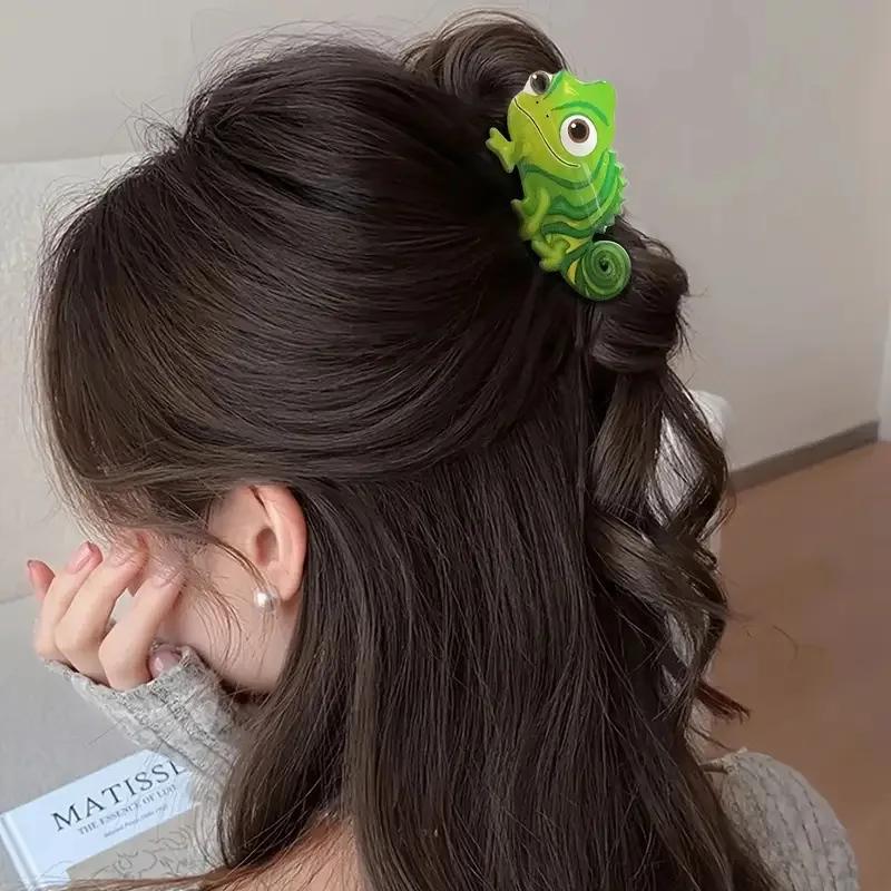 Pince à cheveux antidérapante en forme de lézard vert, mignon, épingle à cheveux, animal de dessin a