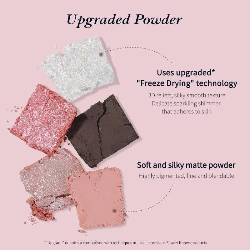 Palette de maquillage Flower Knows Swan Ballet Series Six couleurs, fini mat délicat, brillance scin