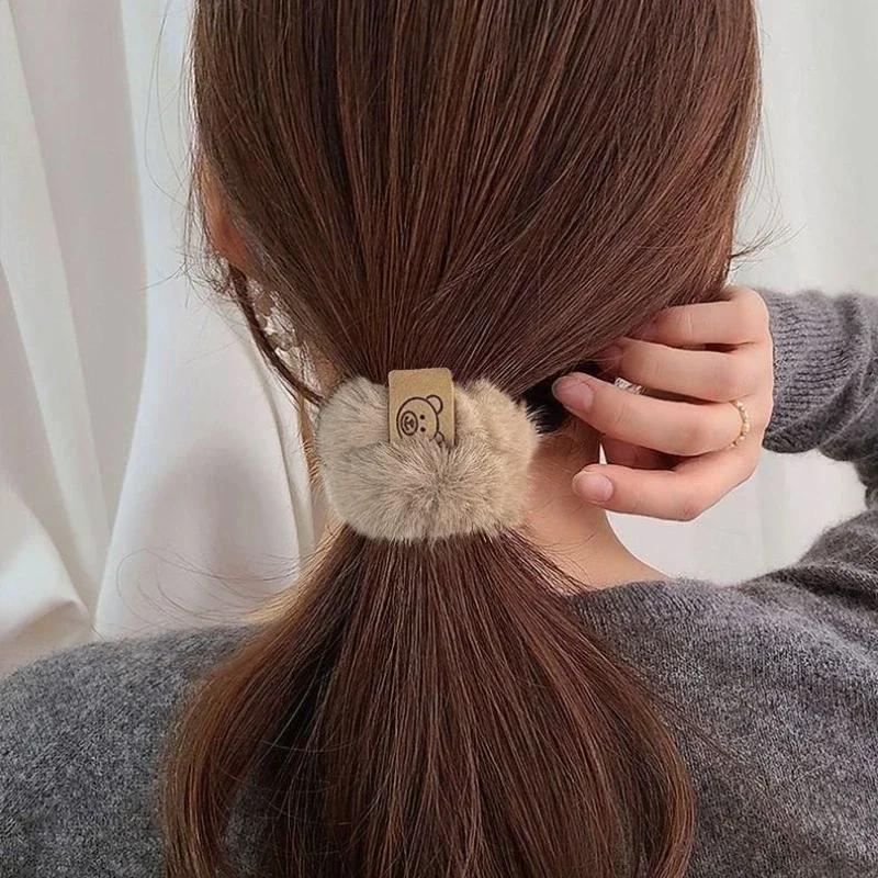 Corde à cheveux en peluche douce, optique coréenne, bandeau ours à haute élasticité, accessoires pou